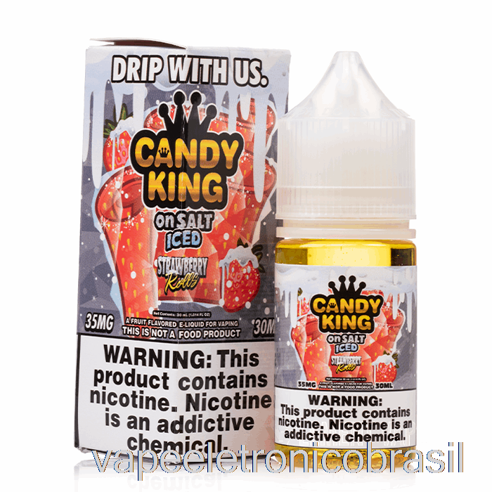 Vape Recarregável Rolinhos De Morango Gelado - Candy King On Salt - 30ml 35mg